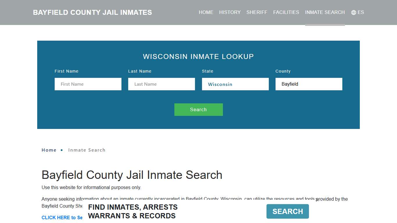 Bayfield County, WI Detainee Lookup